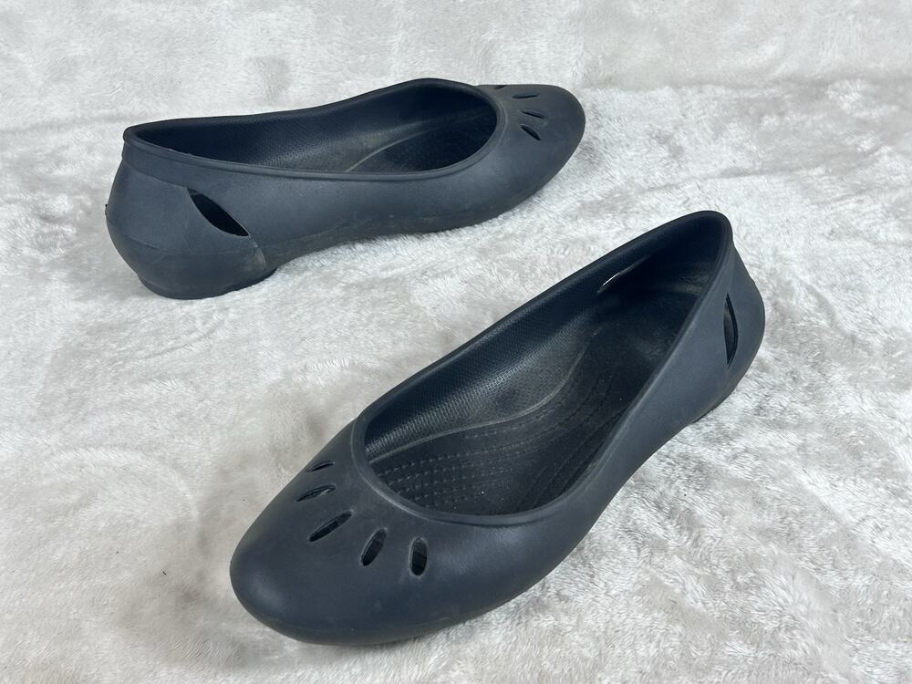 Crocs Kadee Flat Women’s Size 10 Black Slip On Ballet Shoes Comfort Lightweight